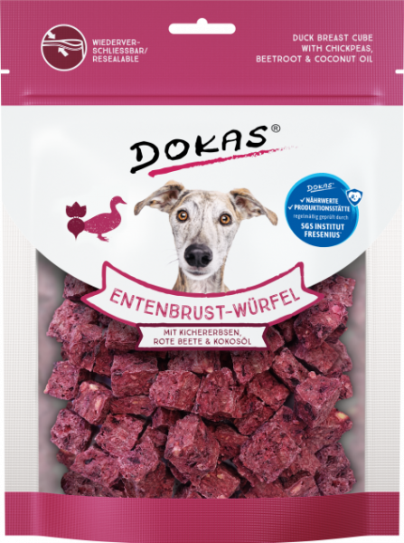 8x Dokas Entenbrust-Würfel mit Kichererbsen, Rote Beete & Kokosöl 150 g